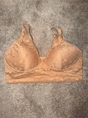 PINK Victoria's Secret Tan Lace Longline Bralette